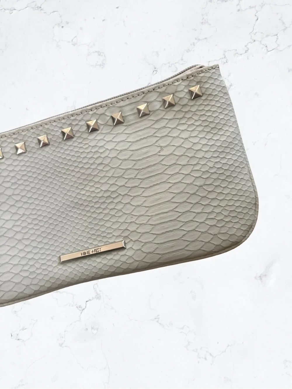 Nine West Gray Textured Wristlet Clutch